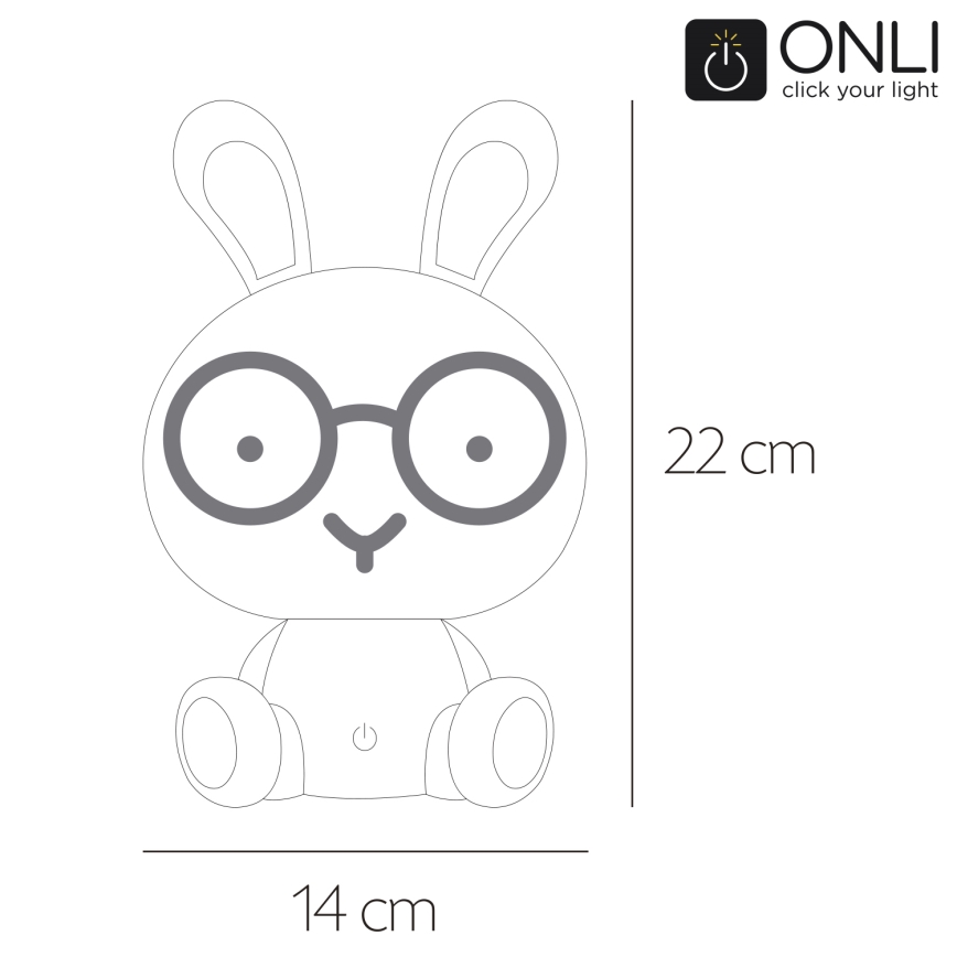 ONLI - Lámpara nocturna infantil LED regulable PUPPIES LED/3W/230V 22 cm conejito/azul