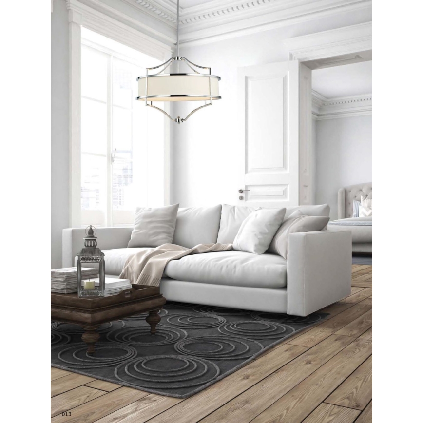 Open Design OR80919 - Lámpara colgante con varilla STESSO 4xE27/15W/230V Ø 55 cm cromo brillante/blanco