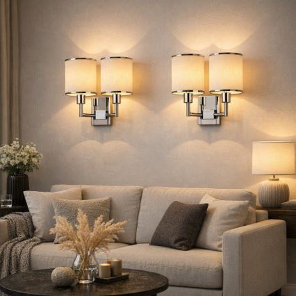 Open Design OR81497 - Aplique de pared CASA 2xE14/12W/230V cromo brillante/crema