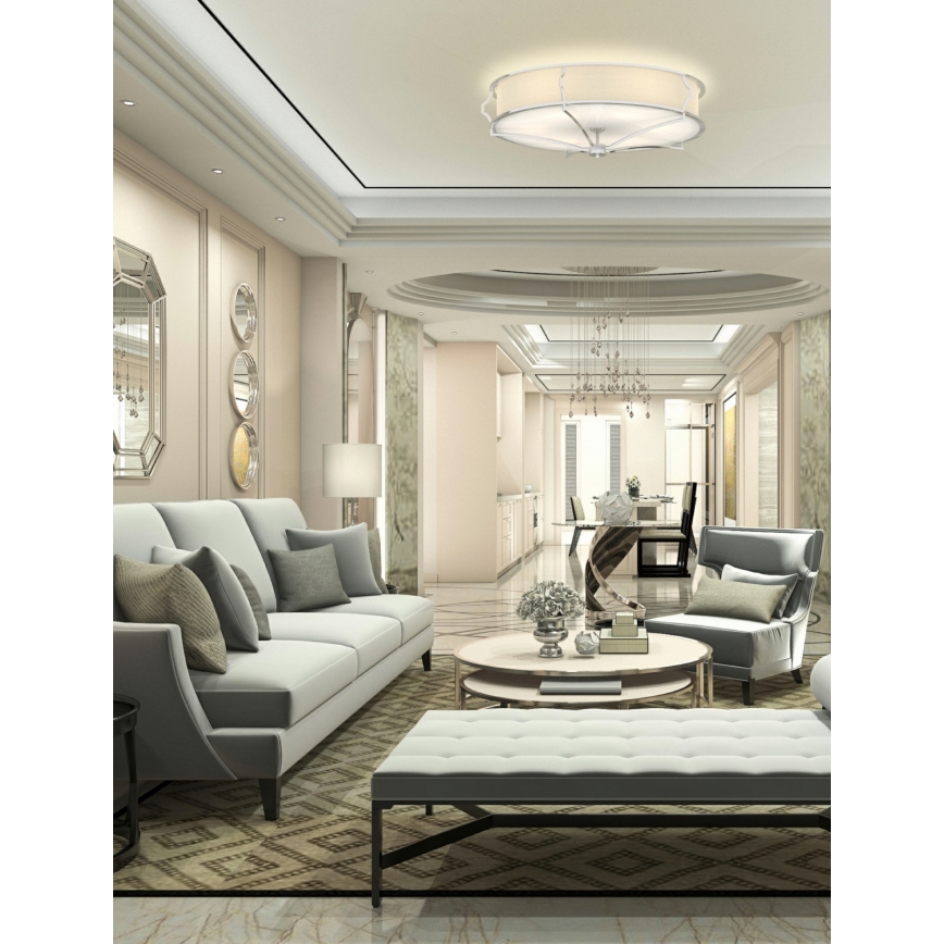 Open Design OR84412 - Lámpara de techo STESSO 4xE27/12W/230V, diámetro 65 cm, cromo brillante/blanco