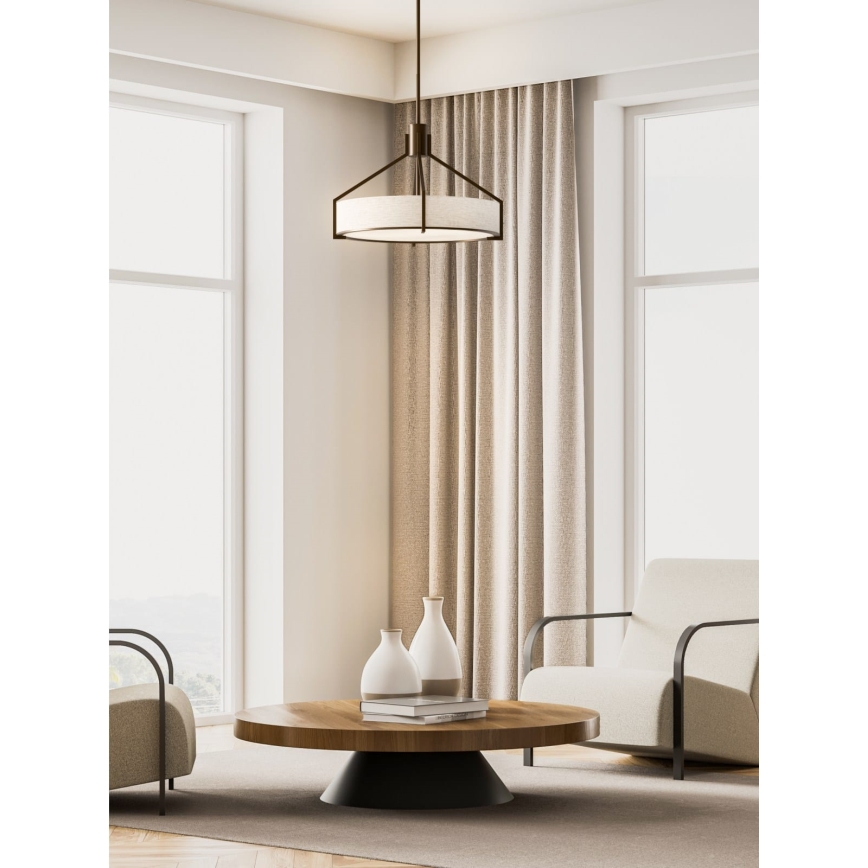 Open Design OR85679 - Lámpara colgante con varilla DORETTO 6xE27/15W/230V Ø 70 cm marrón/beige