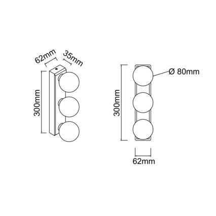 Open Design OR85716 - Aplique de pared para baño MERINO 3xG9/8W/230V 30 cm IP44 latón