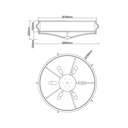 Open Design OR86614 - Lámpara de techo STESSO 6xE27/12W/230V Ø 85 cm marrón