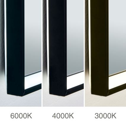 Espejo de pared para baño con calefacción y retroiluminación LED FRAME 48W/230V 3000/4000/6000K 60x45 cm IP44