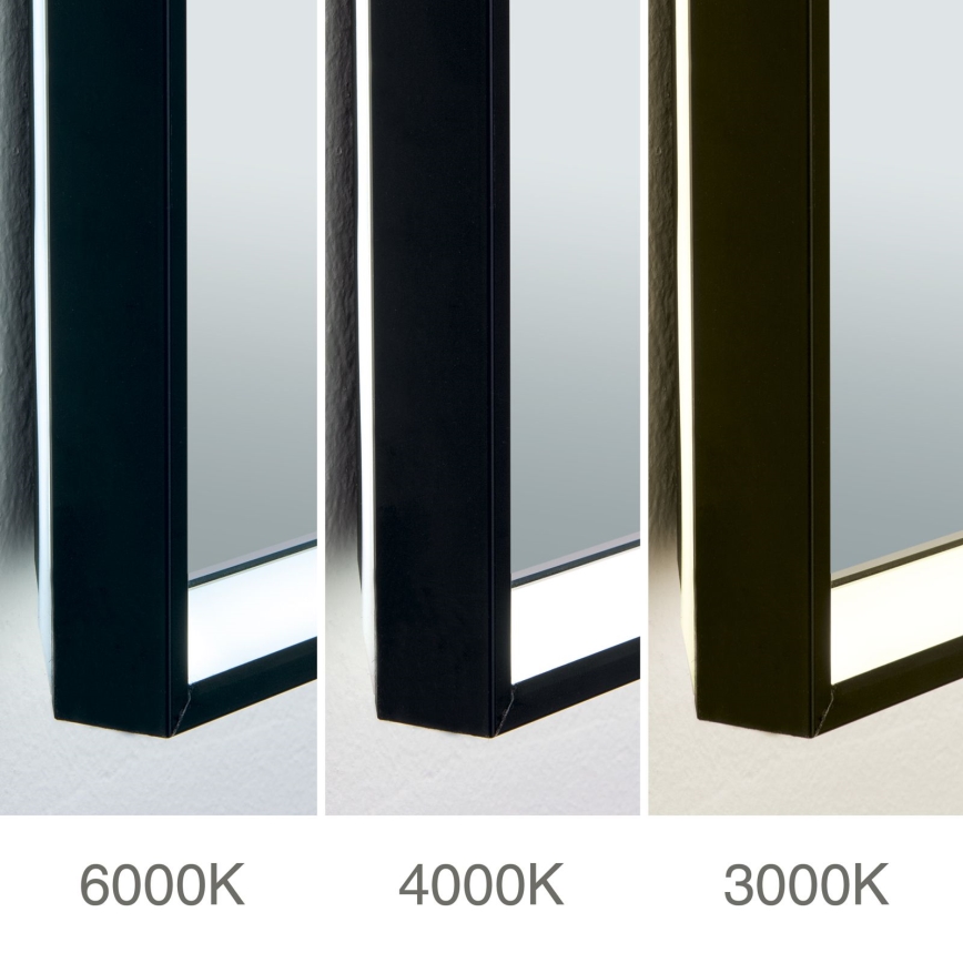 Espejo de pared para baño con calefacción y retroiluminación LED FRAME 48W/230V 3000/4000/6000K 60x45 cm IP44