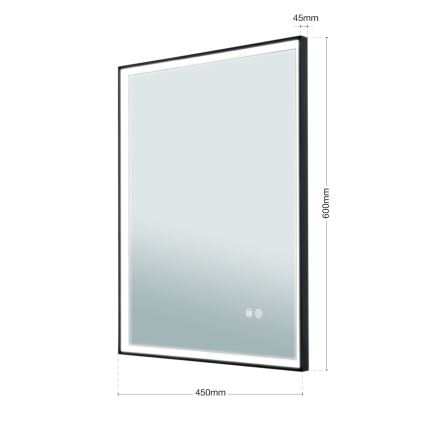 Espejo de pared para baño con calefacción y retroiluminación LED FRAME 48W/230V 3000/4000/6000K 60x45 cm IP44