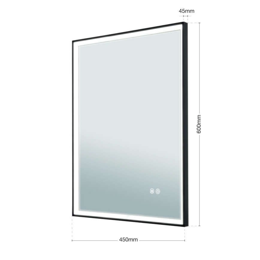 Espejo de pared para baño con calefacción y retroiluminación LED FRAME 48W/230V 3000/4000/6000K 60x45 cm IP44
