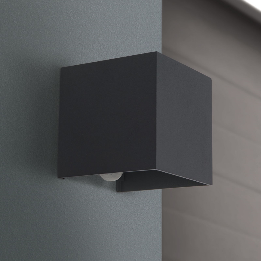 Lámpara de pared LED para exterior con sensor de movimiento y crepúsculo CUBE-S LED/13W/230V IP54 antracita