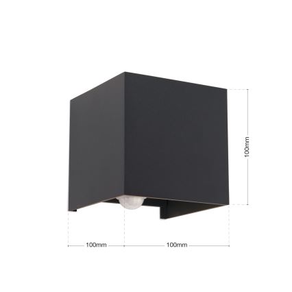Lámpara de pared LED para exterior con sensor de movimiento y crepúsculo CUBE-S LED/13W/230V IP54 antracita