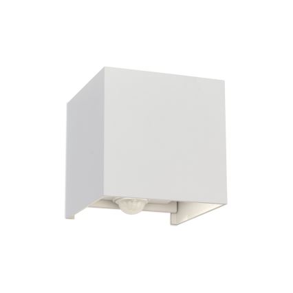 Lámpara de pared LED para exterior con sensor de movimiento y crepúsculo CUBE-S LED/13W/230V IP54 blanca