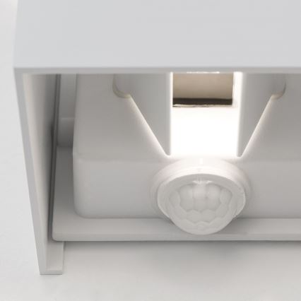 Lámpara de pared LED para exterior con sensor de movimiento y crepúsculo CUBE-S LED/13W/230V IP54 blanca