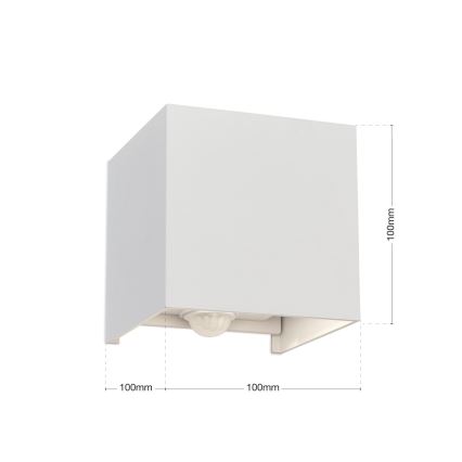 Lámpara de pared LED para exterior con sensor de movimiento y crepúsculo CUBE-S LED/13W/230V IP54 blanca