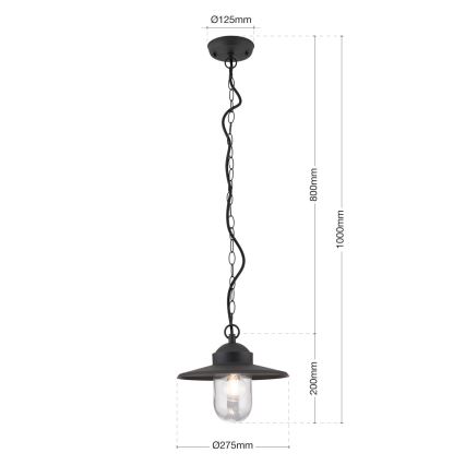 Lámpara colgante para exterior EDWARD 1xE27/60W/230V IP44 antracita