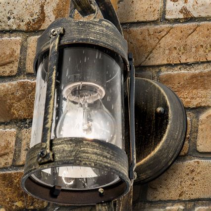 Aplique de pared exterior TAVERNA 1xE27/60W/230V IP23 bronce/pátina