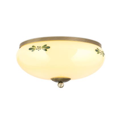 Lámpara de techo LANDHAUS 2xE27/60W/230V Ø 28 cm bronce/beige/verde