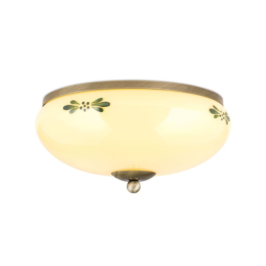 Lámpara de techo LANDHAUS 2xE27/60W/230V Ø 28 cm bronce/beige/verde