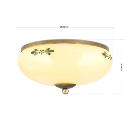 Lámpara de techo LANDHAUS 2xE27/60W/230V Ø 28 cm bronce/beige/verde