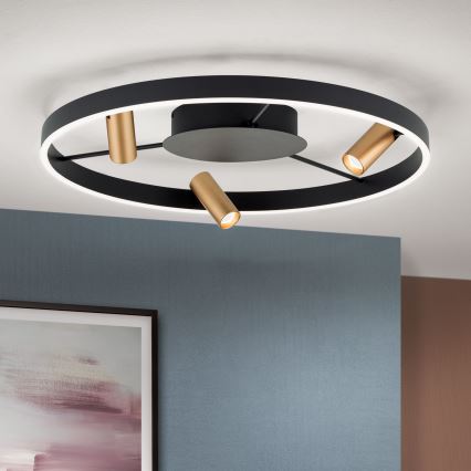 Lámpara de techo LED regulable BERLIN LED/50W/230V negra/dorada