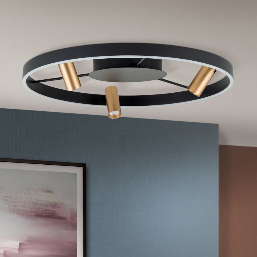 Lámpara de techo LED regulable BERLIN LED/50W/230V negra/dorada