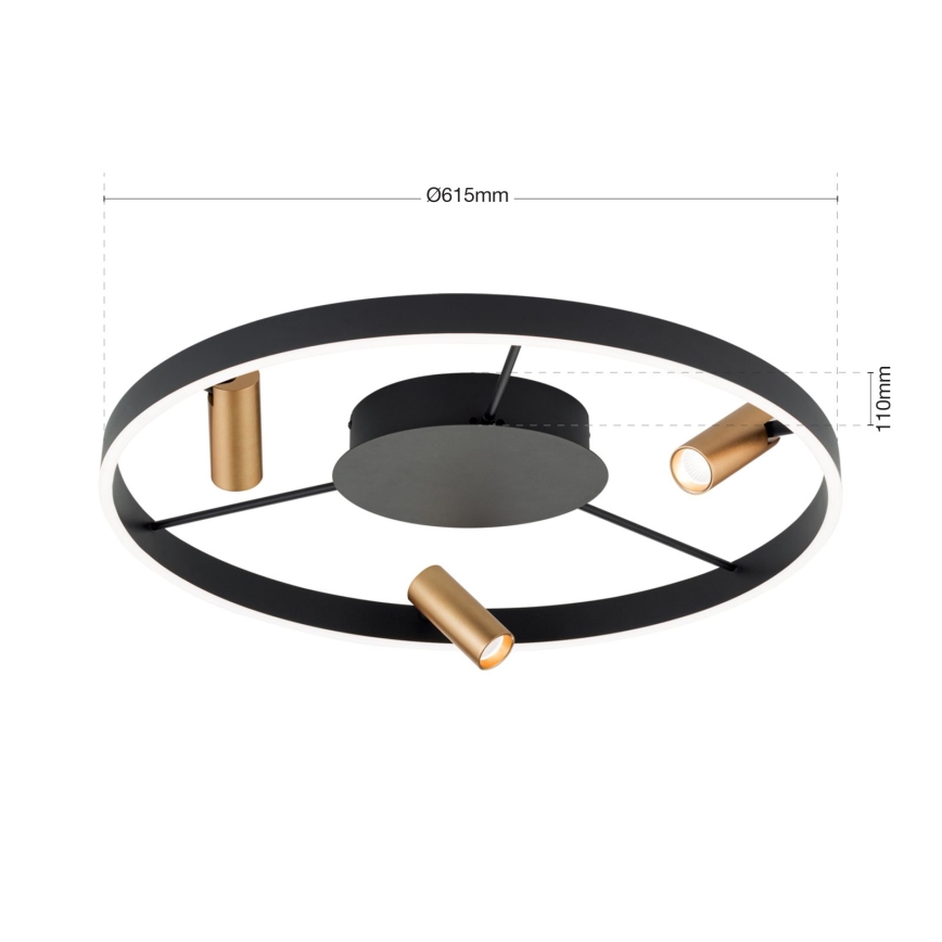 Lámpara de techo LED regulable BERLIN LED/50W/230V negra/dorada