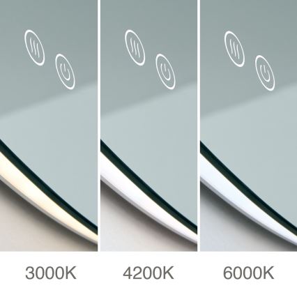 Espejo de baño LED de pared con sistema antivaho e iluminación FOCUS LED/27W/230V 3000/4200/6000K Ø 80 cm IP44