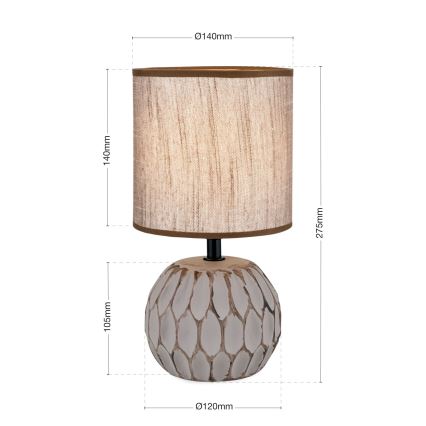 Lámpara de mesa PINIA 1xE14/25W/230V cerámica beige/gris