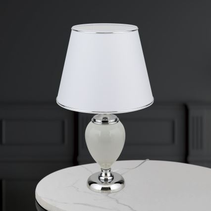 Lámpara de mesa OVUM 1xE27/40W/230V 48 cm cerámica blanco/cromo brillante