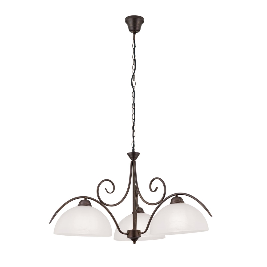 Lámpara colgante con cadena RULA 3xE27/40W/230V Ø 70 cm blanco/bronce