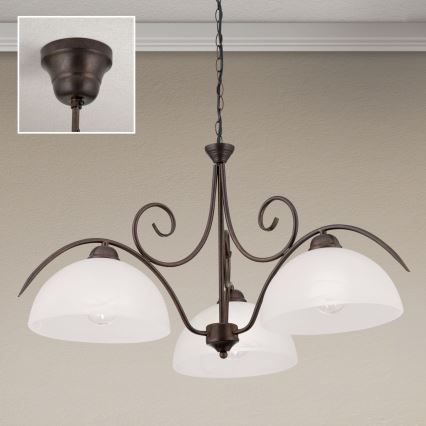 Lámpara colgante con cadena RULA 3xE27/40W/230V Ø 70 cm blanco/bronce