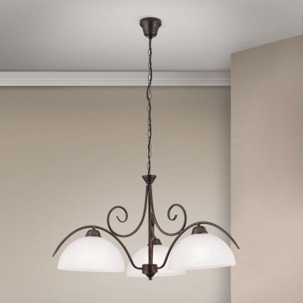 Lámpara colgante con cadena RULA 3xE27/40W/230V Ø 70 cm blanco/bronce