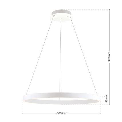 Lámpara colgante LED regulable con cable KOLK LED/80W/230V 2700/3000/4000K Ø 80 cm blanca