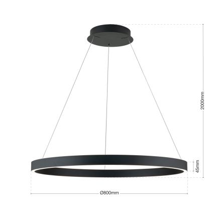 Lámpara colgante LED regulable en cable KOLK LED/80W/230V 2700/3000/4000K diámetro 80 cm negra
