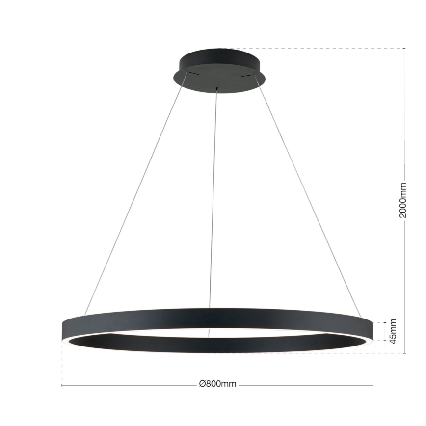 Lámpara colgante LED regulable en cable KOLK LED/80W/230V 2700/3000/4000K diámetro 80 cm negra
