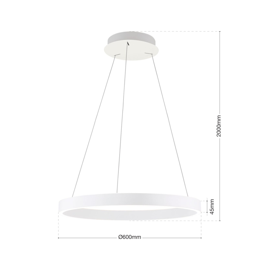 Lámpara colgante LED regulable con cable KOLK LED/60W/230V 2700/3000/4000K diámetro 60 cm blanca