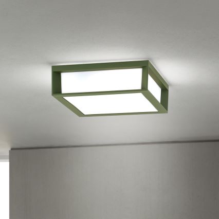 Luminaria exterior HENRY 2xE27/15W/230V 26x26 cm IP44 verde