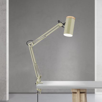 Lámpara de mesa con pinza GILI 1xE27/40W/230V verde