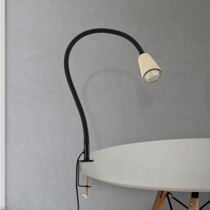 Lámpara de escritorio flexible con pinza DOTTY 1xGU10/10W/230V beige/negro