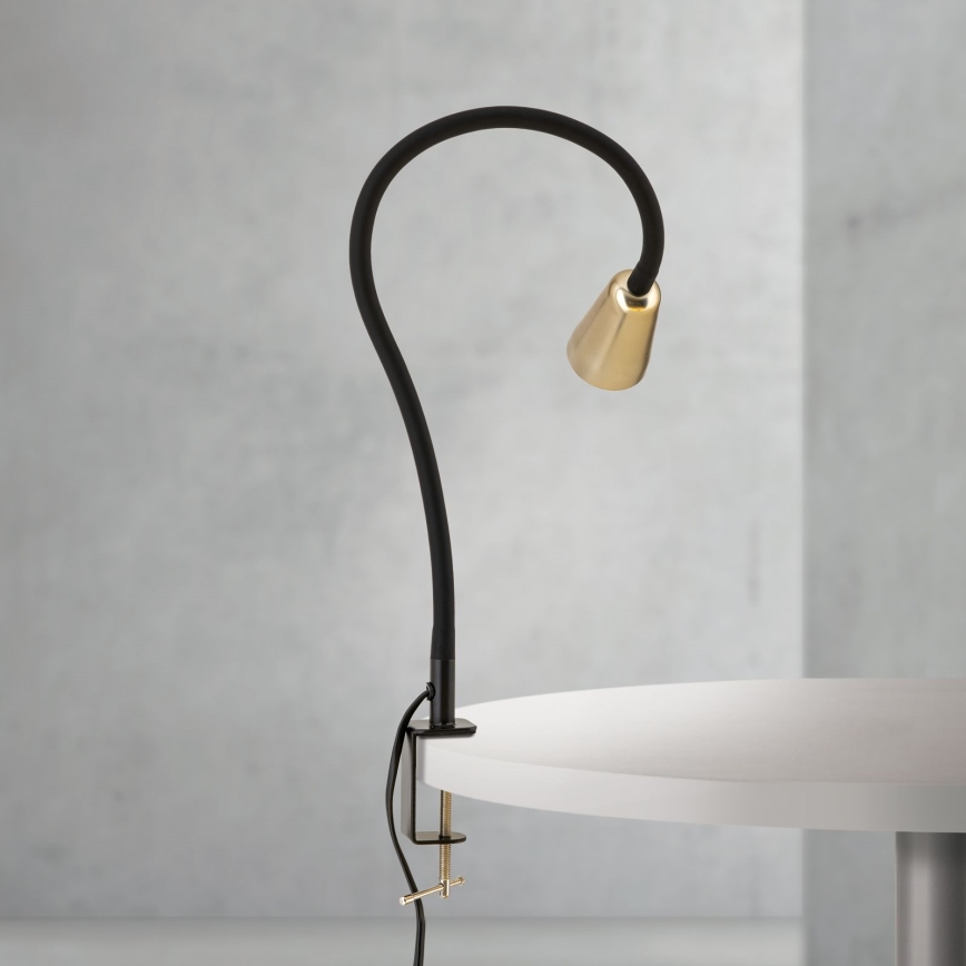 Lámpara de mesa flexible DOTTY con pinza 1xGU10/10W/230V latón/negro