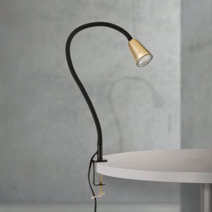 Lámpara de mesa flexible DOTTY con pinza 1xGU10/10W/230V latón/negro
