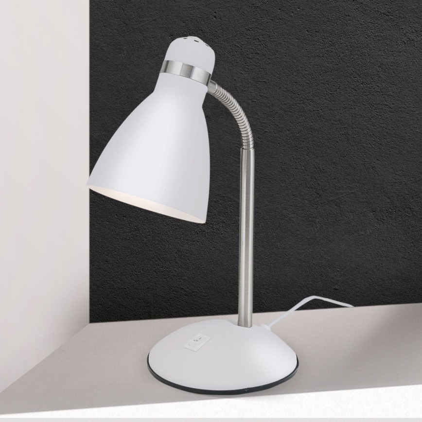 Lámpara de mesa SCHOOL 1xE27/40W/230V blanco/cromo mate