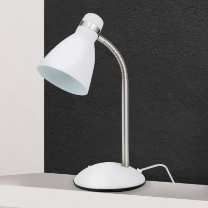 Lámpara de mesa SCHOOL 1xE27/40W/230V blanco/cromo mate