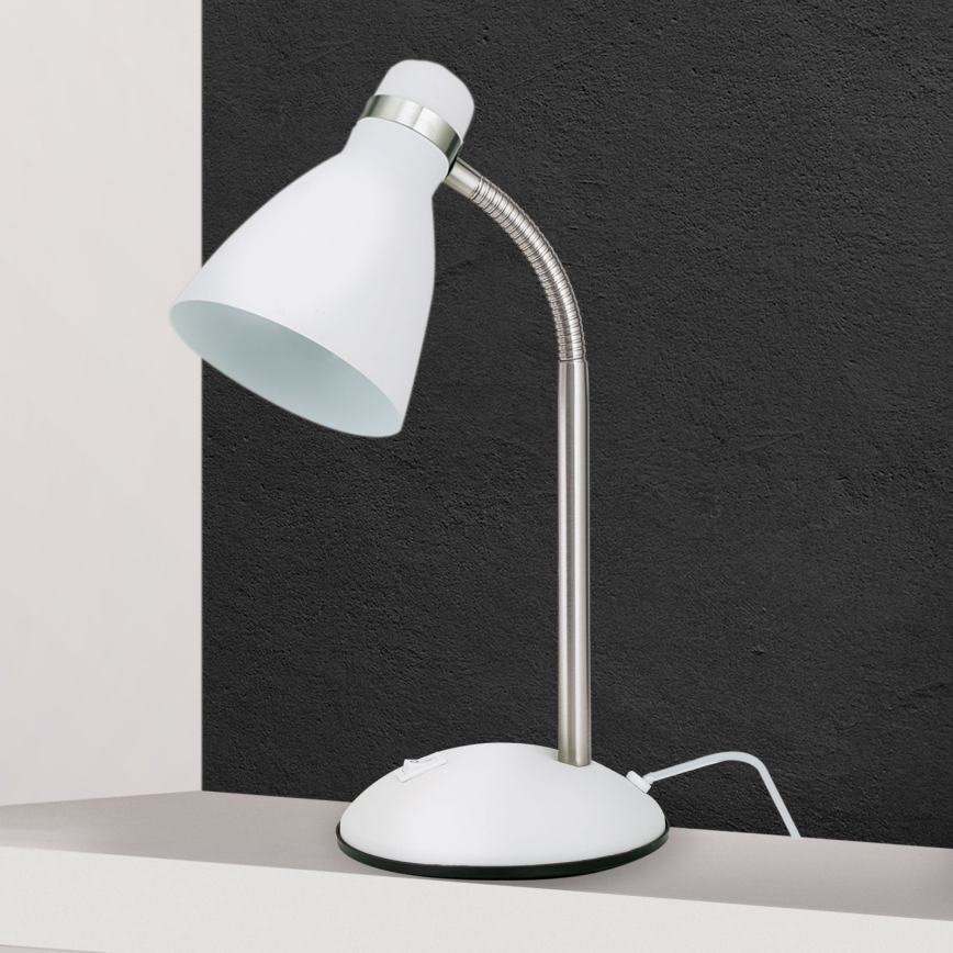 Lámpara de mesa SCHOOL 1xE27/40W/230V blanco/cromo mate