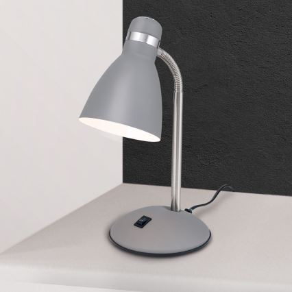 Lámpara de mesa SCHOOL 1xE27/40W/230V gris/cromo mate