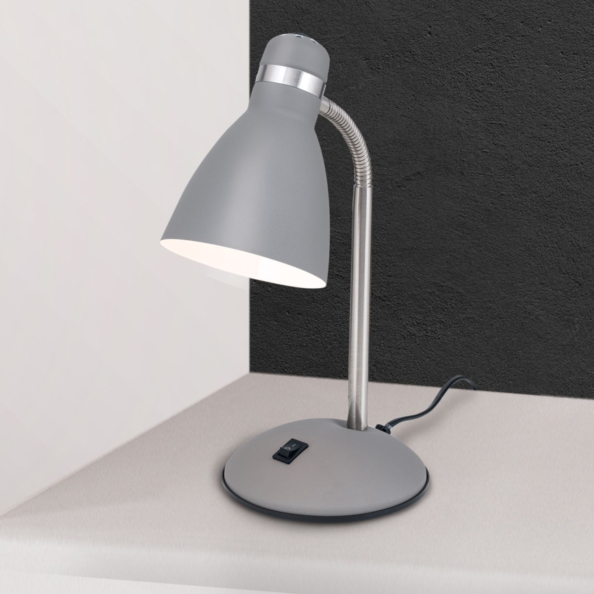 Lámpara de mesa SCHOOL 1xE27/40W/230V gris/cromo mate