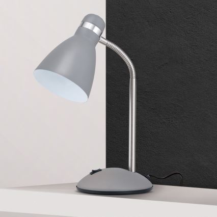 Lámpara de mesa SCHOOL 1xE27/40W/230V gris/cromo mate