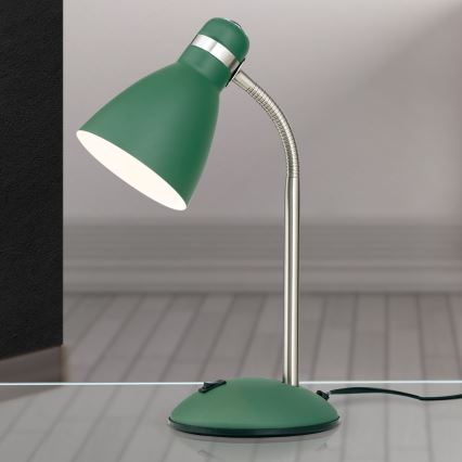 Lámpara de mesa SCHOOL 1xE27/40W/230V verde/cromo mate