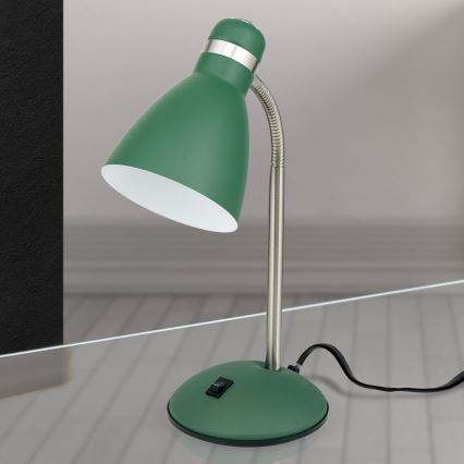 Lámpara de mesa SCHOOL 1xE27/40W/230V verde/cromo mate