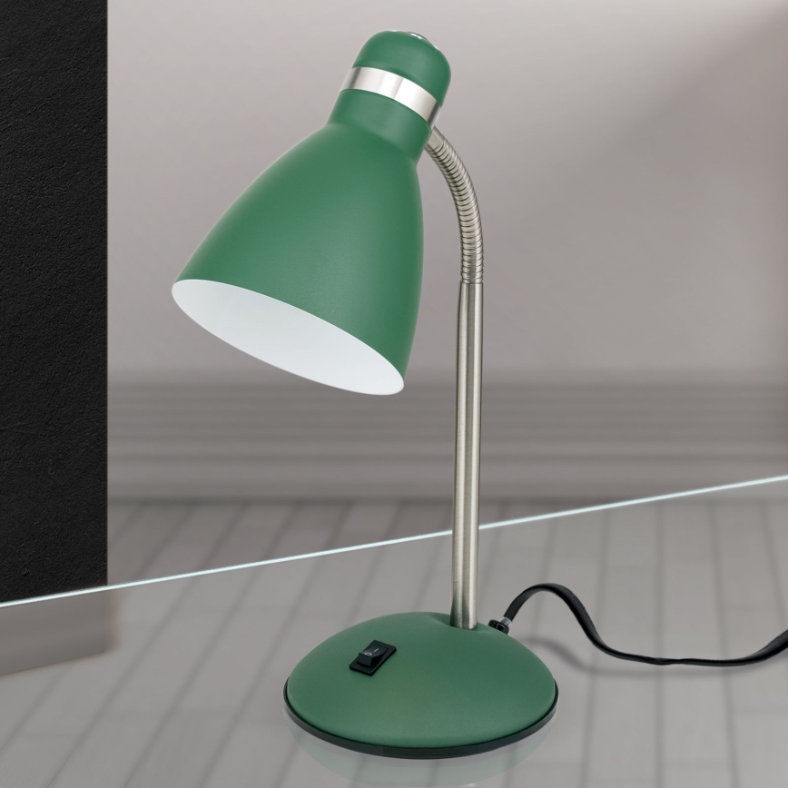 Lámpara de mesa SCHOOL 1xE27/40W/230V verde/cromo mate
