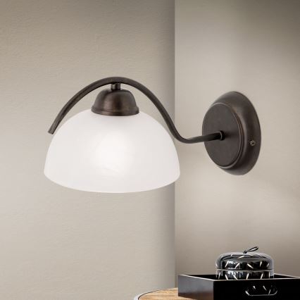 Lámpara de pared RULA 1xE27/40W/230V blanco/bronce