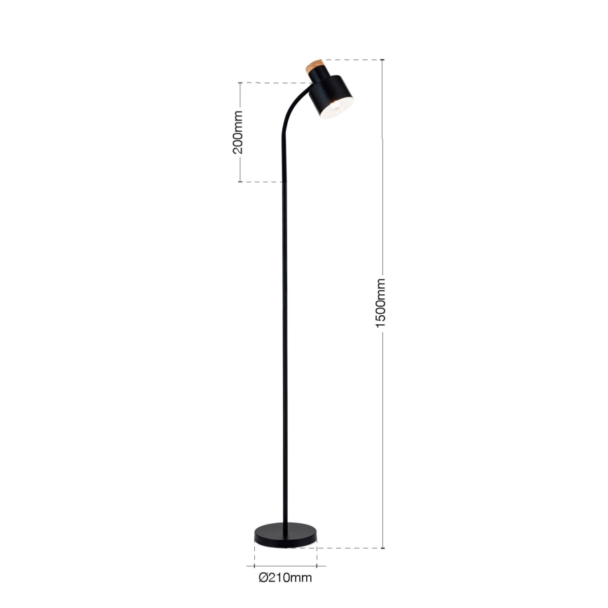 Lámpara de pie GILI 1xE27/40W/230V negra